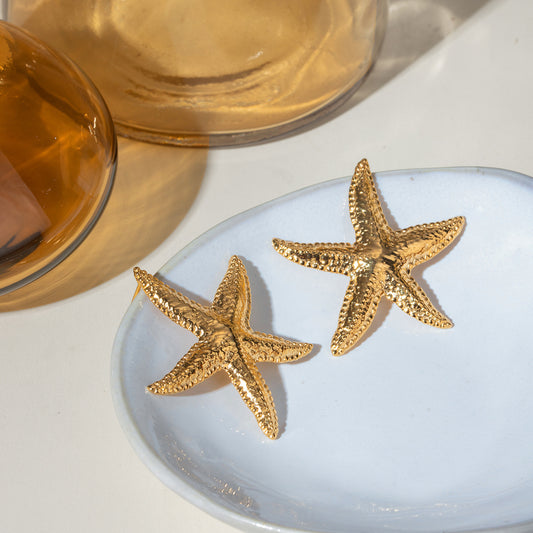 Gold Starfish Statement Earrings