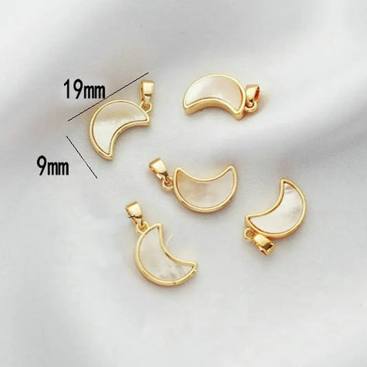 9X19Mm 14K Gold Color Plated Sheel Moon Shape Connect Charms Pendants Jewelry Making Supplies Diy Accessories