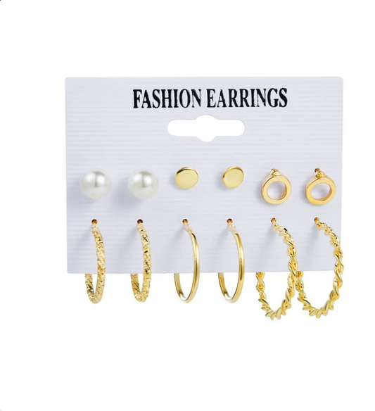 Women’s Gold-Tone Big Hoop Earrings with Faux Pearl Detail – Vintage Style