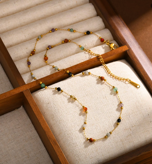 Colorful Natural Stone Beaded Gold-Plated Jewelry