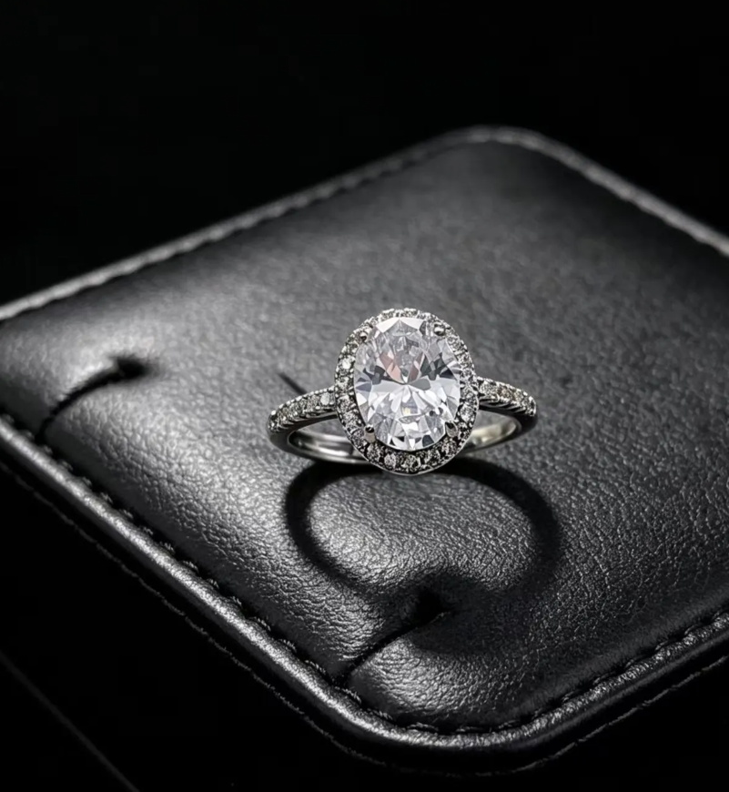 Gold Oval White Rhinestone Ring for Women – Elegant Vintage Statement Jewelry