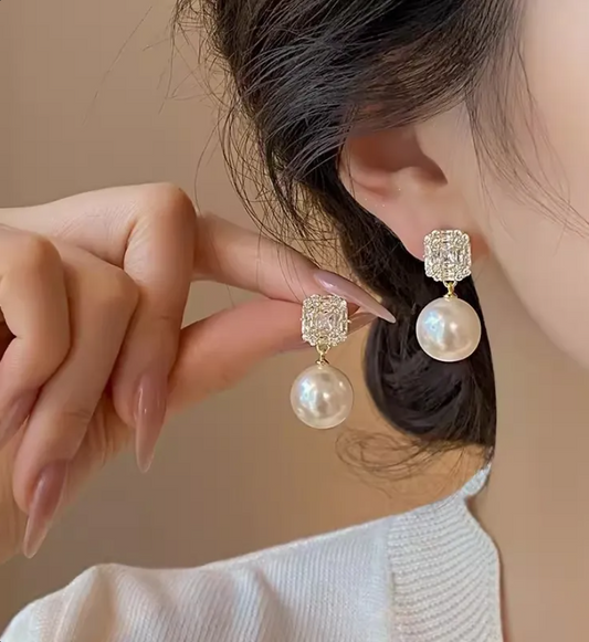 Gold Neo-Chinese Chalcedony Drop Earrings for Women – Elegant Vintage Jewelry