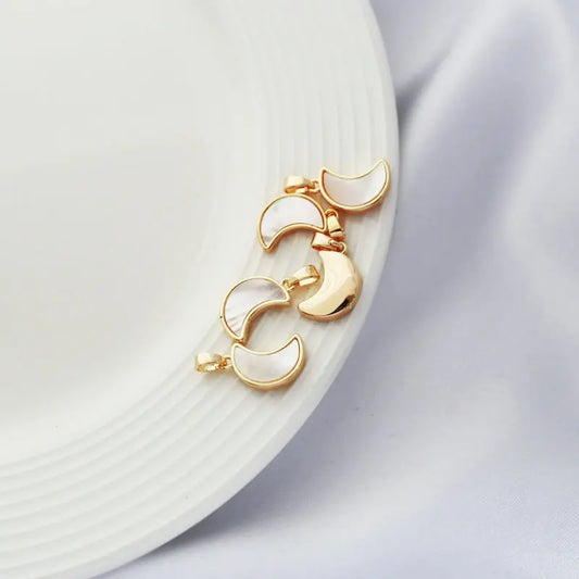 9X19Mm 14K Gold Color Plated Sheel Moon Shape Connect Charms Pendants Jewelry Making Supplies Diy Accessories