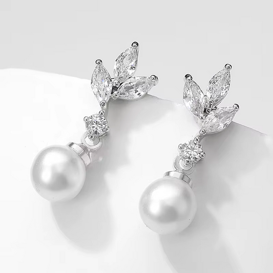 Marquise Zirconia Pearl Drop Earrings