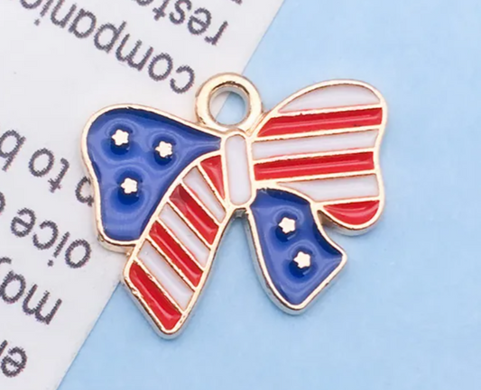 Patriotic USA Flag Charm Pendants for Jewelry Making