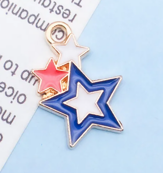 Patriotic USA Flag Charm Pendants for Jewelry Making