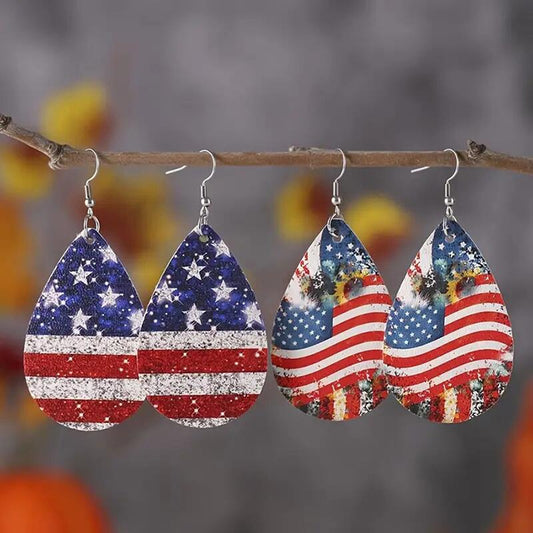 Patriotic American Flag Teardrop Earrings