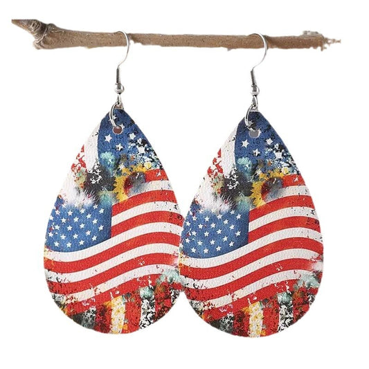 Patriotic American Flag Teardrop Earrings