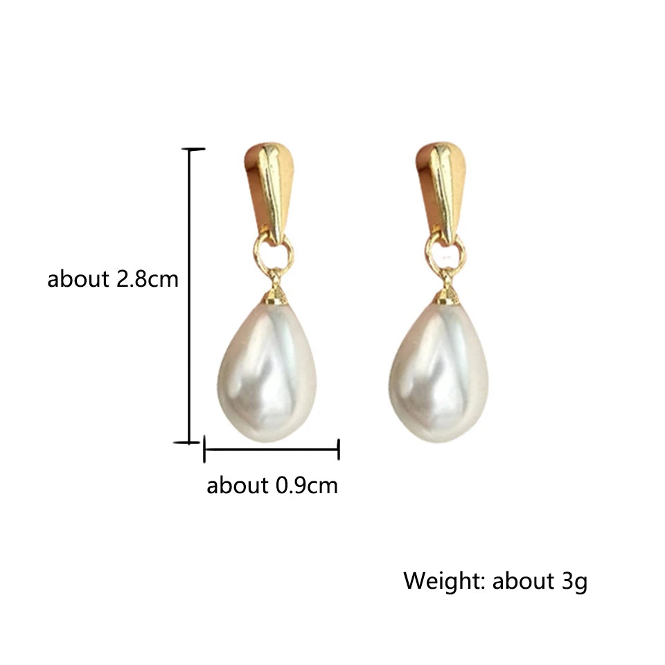 Fashion Elegant Teardrop Pear Imitation Pearl Drop Earrings Simple Versatile Jewelry Gift for Women