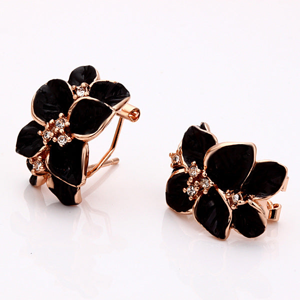 Popular Jewelry Camellia Necklace and Earrings Two-piece Set-Love is Beautiful 1223