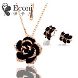 Popular Jewelry Camellia Necklace and Earrings Two-piece Set-Love is Beautiful 1223
