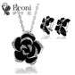 Popular Jewelry Camellia Necklace and Earrings Two-piece Set-Love is Beautiful 1223