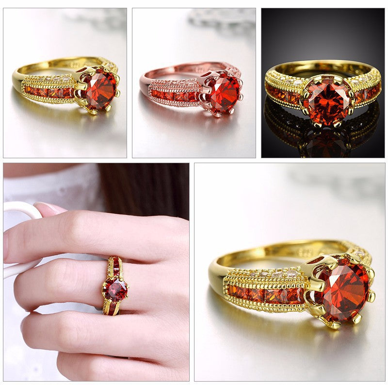 Gold Rhinestone Zircon Couple Ring for Women – Elegant Statement Jewelry