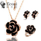 Popular Jewelry Camellia Necklace and Earrings Two-piece Set-Love is Beautiful 1223