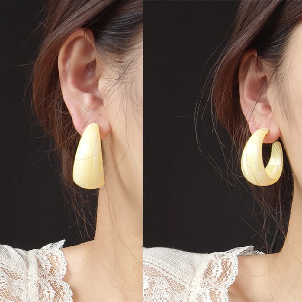 Large C-Shaped Transparent Acrylic Earrings New Design Geometric Hoop Earrings for Women Girls Jewelry Gifts