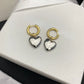 Minimalist Mixed Gold and Silver Heart Pendant Hoop Earrings 