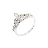 Silver Zircon Crown Ring for Women – Elegant Statement Jewelry