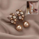 Elegant Flower Pearl Rhinestone Earrings