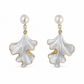 Pearl Drop Earrings with Leaf Design
