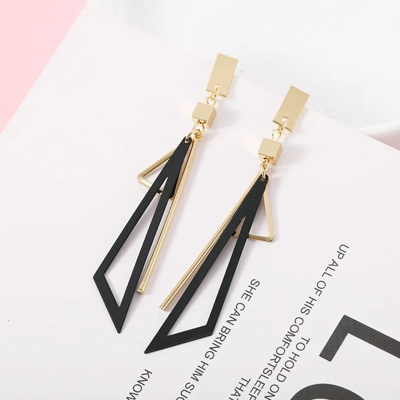 Korean Long Statement Geometric Triangle Tassel Dangle Drop Earrings for Women Earrings Fashion Jewelry Oorbellen Brincos