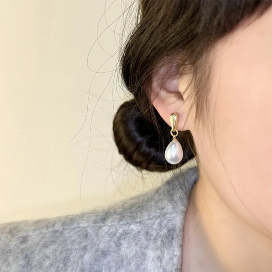 Fashion Elegant Teardrop Pear Imitation Pearl Drop Earrings Simple Versatile Jewelry Gift for Women