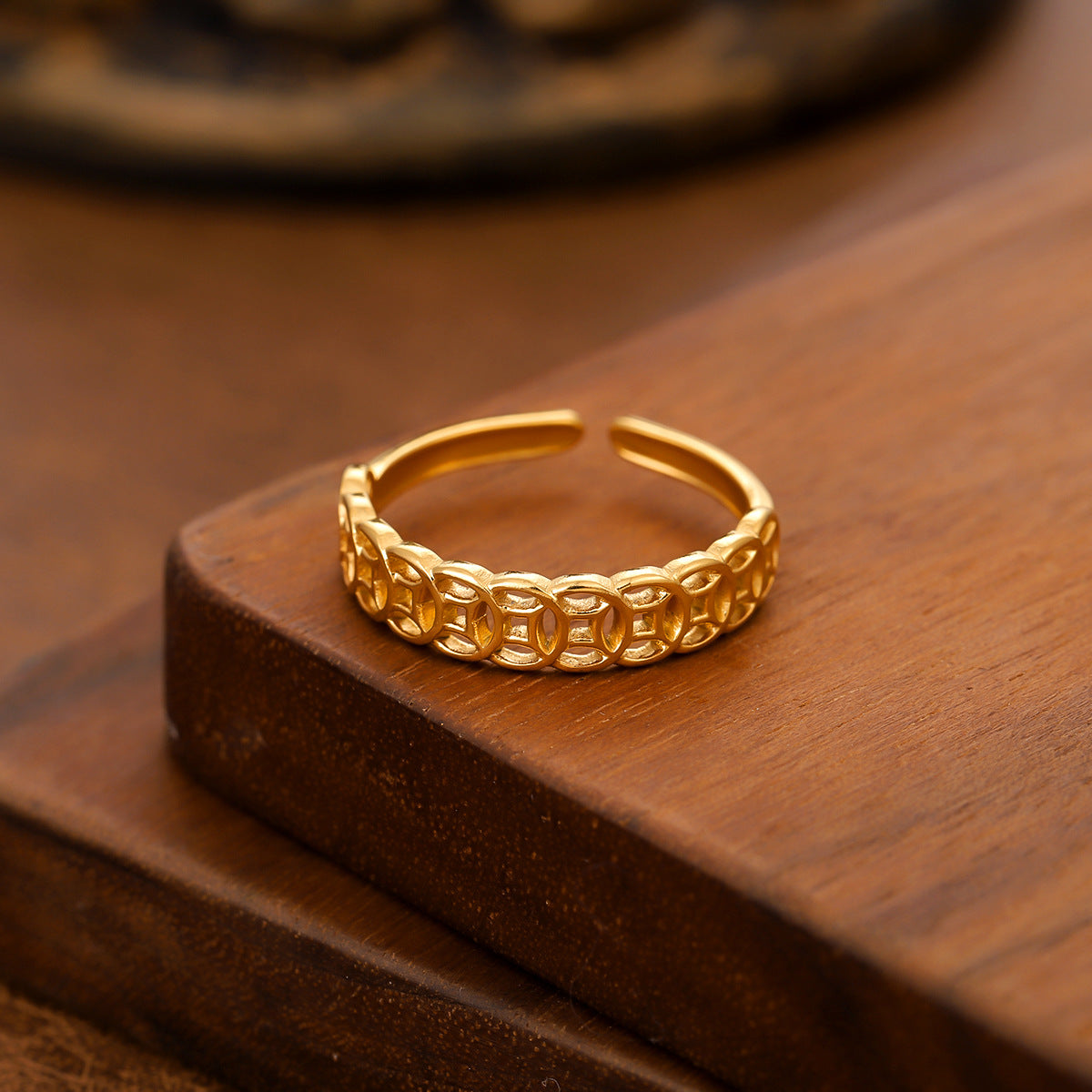 Lucky Coin Hollow Ring for Women & Men