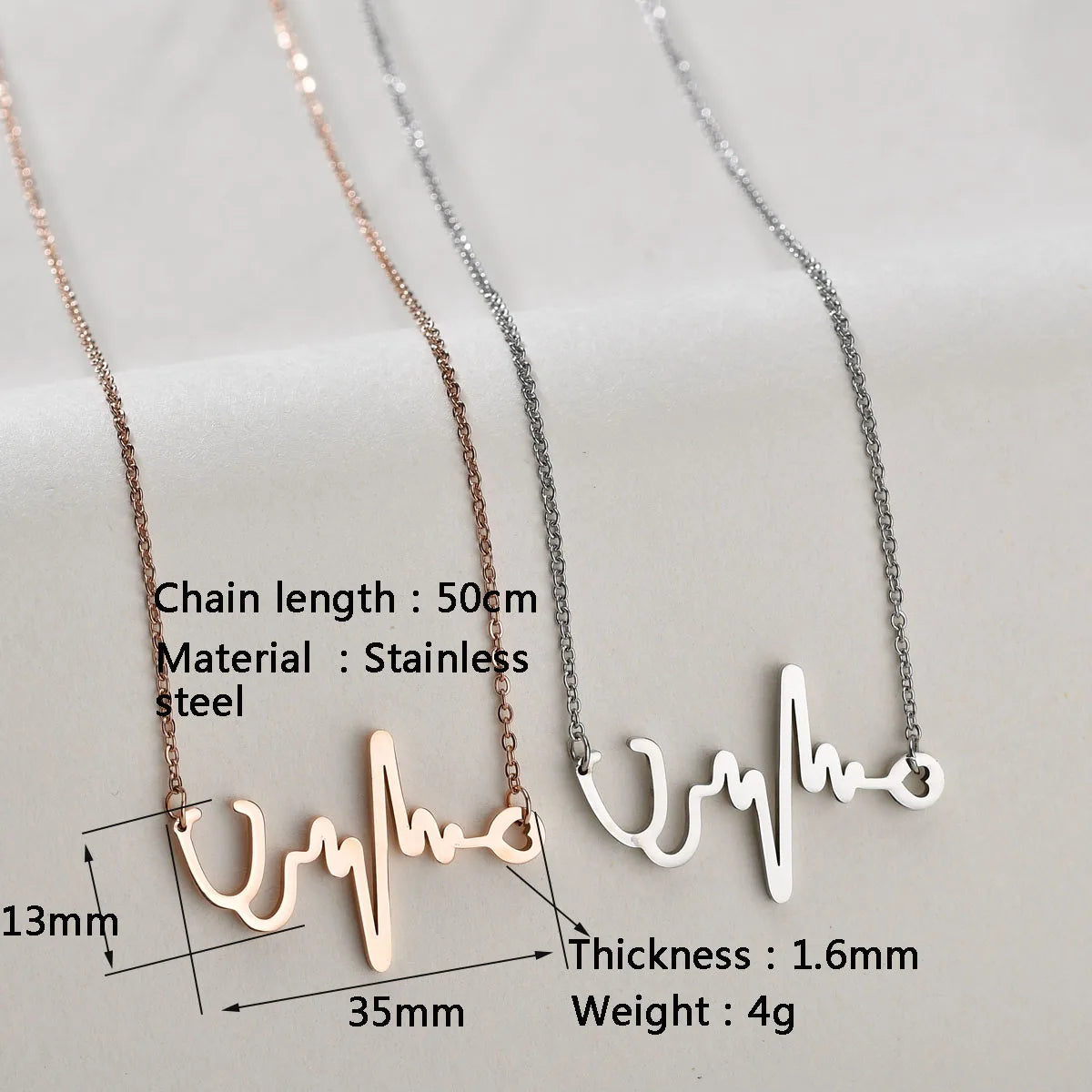 Sifisrri Stethoscope Heartbeat Gold Color Pendants Necklace Stainless Steel for Women Heart Love Valentine'S Day Jewelry Gift