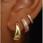 3Pcs Women 18K Gold Plated Chunky CZ Hoops Earrings for Sensitive Ears Non Tarnish Huggie Earring Stacks for Multiple Piercing
