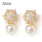 Newest Snowflake Flowers AAA Cubic Zirconia Pearl Drop Earrings for Women Fashion Jewelry Christmas Birthday Gifts EP2917