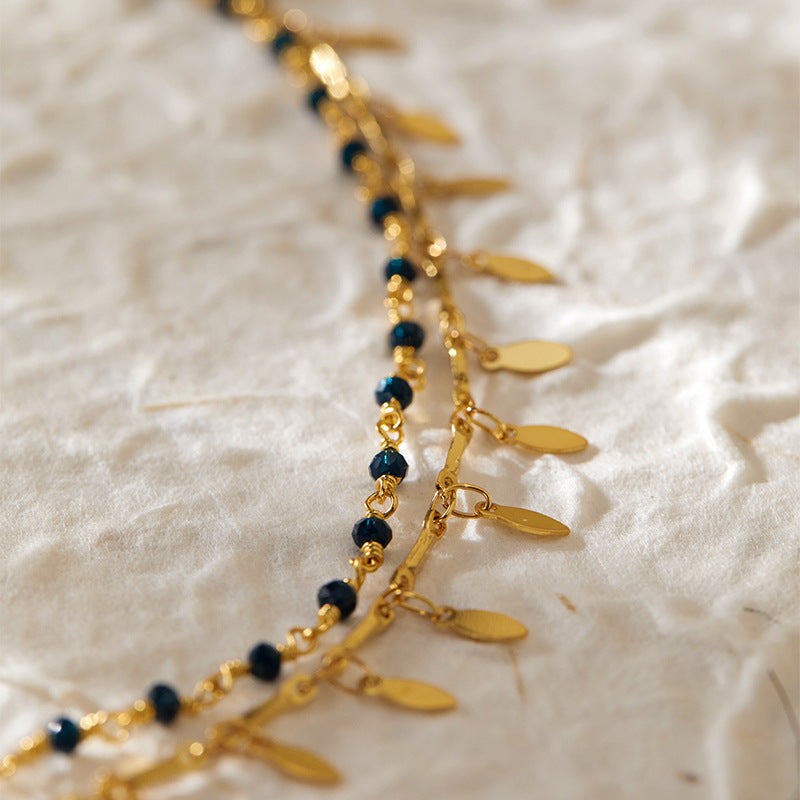Gold Layered Leaf Charm Anklet – Retro Beach & Summer Jewelry