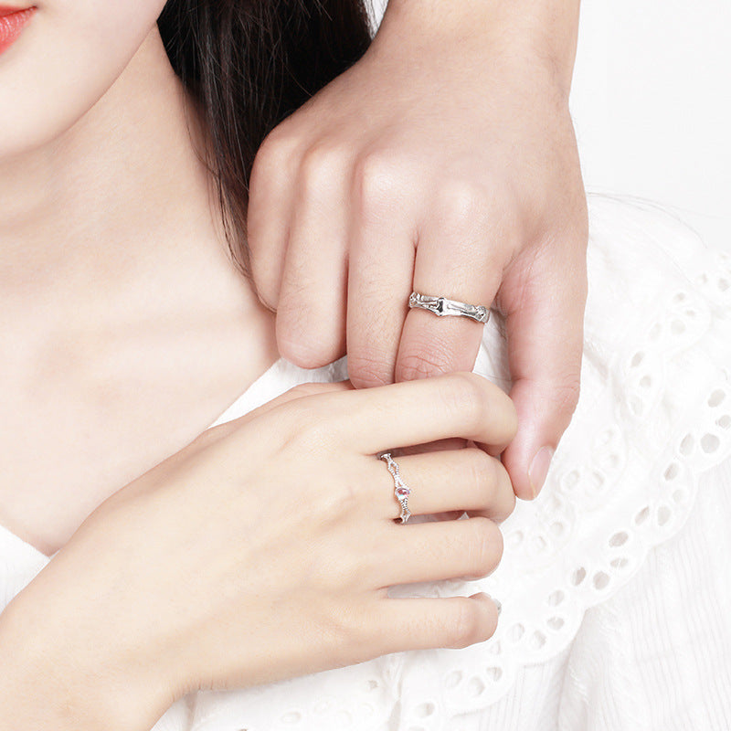 Princess & Knight Adjustable Couple Rings – S925 Silver & Moonstone