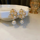 Elegant Flower Pearl Rhinestone Earrings