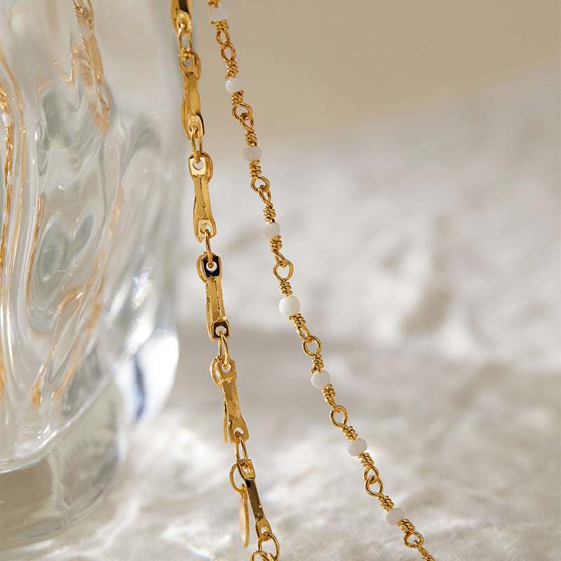 Gold Layered Leaf Charm Anklet – Retro Beach & Summer Jewelry