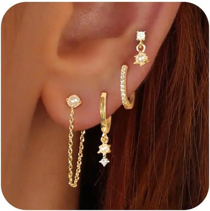 14K Gold Plated Pearl Hoop Earrings for Women Dainty Huggie Stacks, Hypoallergenic Cute Cartilage Studs, Trendy Fashion Jewelry