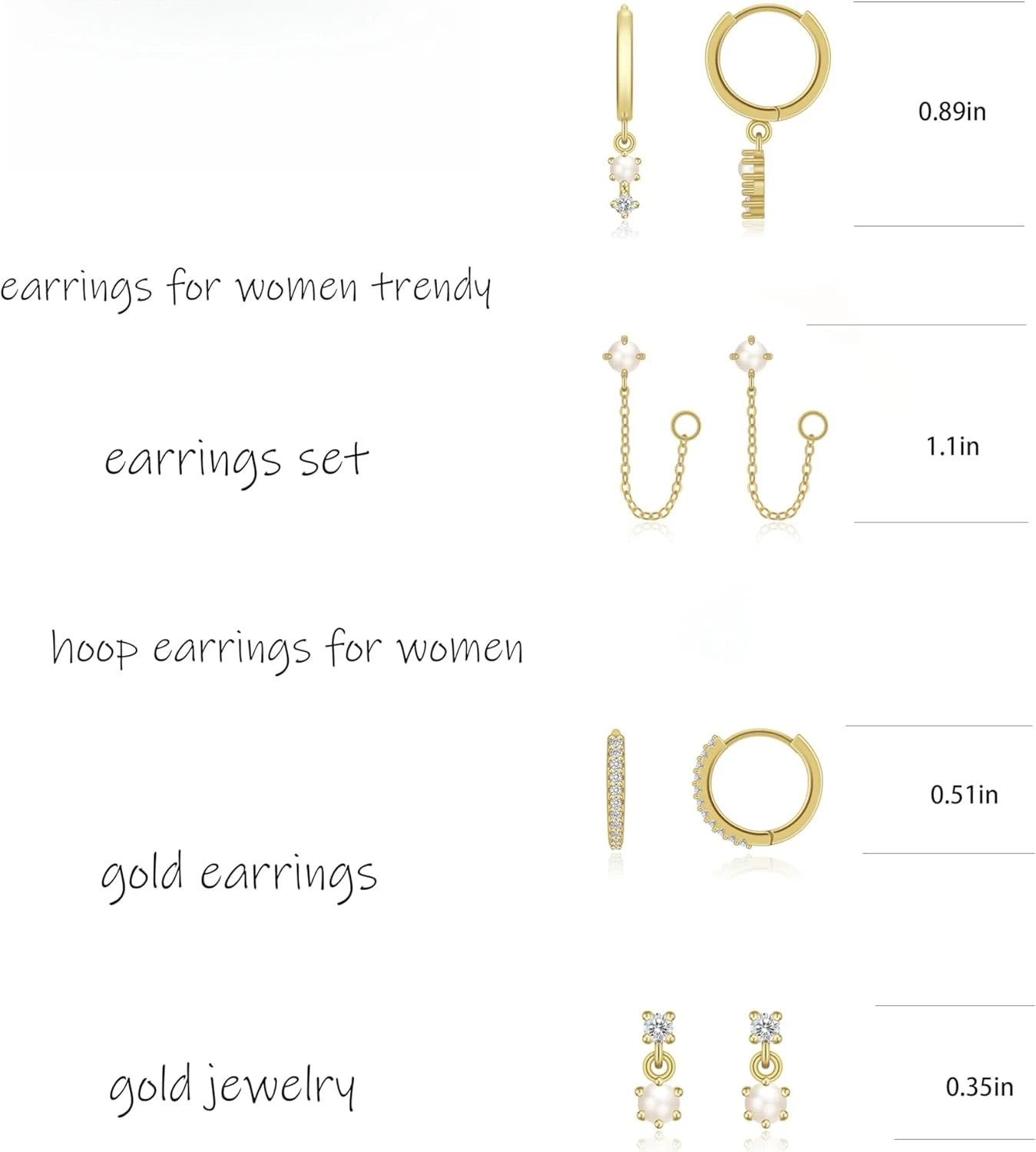 14K Gold Plated Pearl Hoop Earrings for Women Dainty Huggie Stacks, Hypoallergenic Cute Cartilage Studs, Trendy Fashion Jewelry