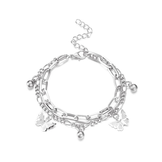Women’s Double-Layer Butterfly Anklet – Gold Beach & Summer Jewelry