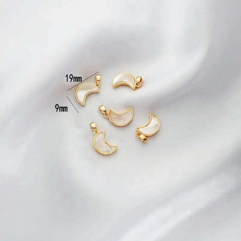 9X19Mm 14K Gold Color Plated Sheel Moon Shape Connect Charms Pendants Jewelry Making Supplies Diy Accessories