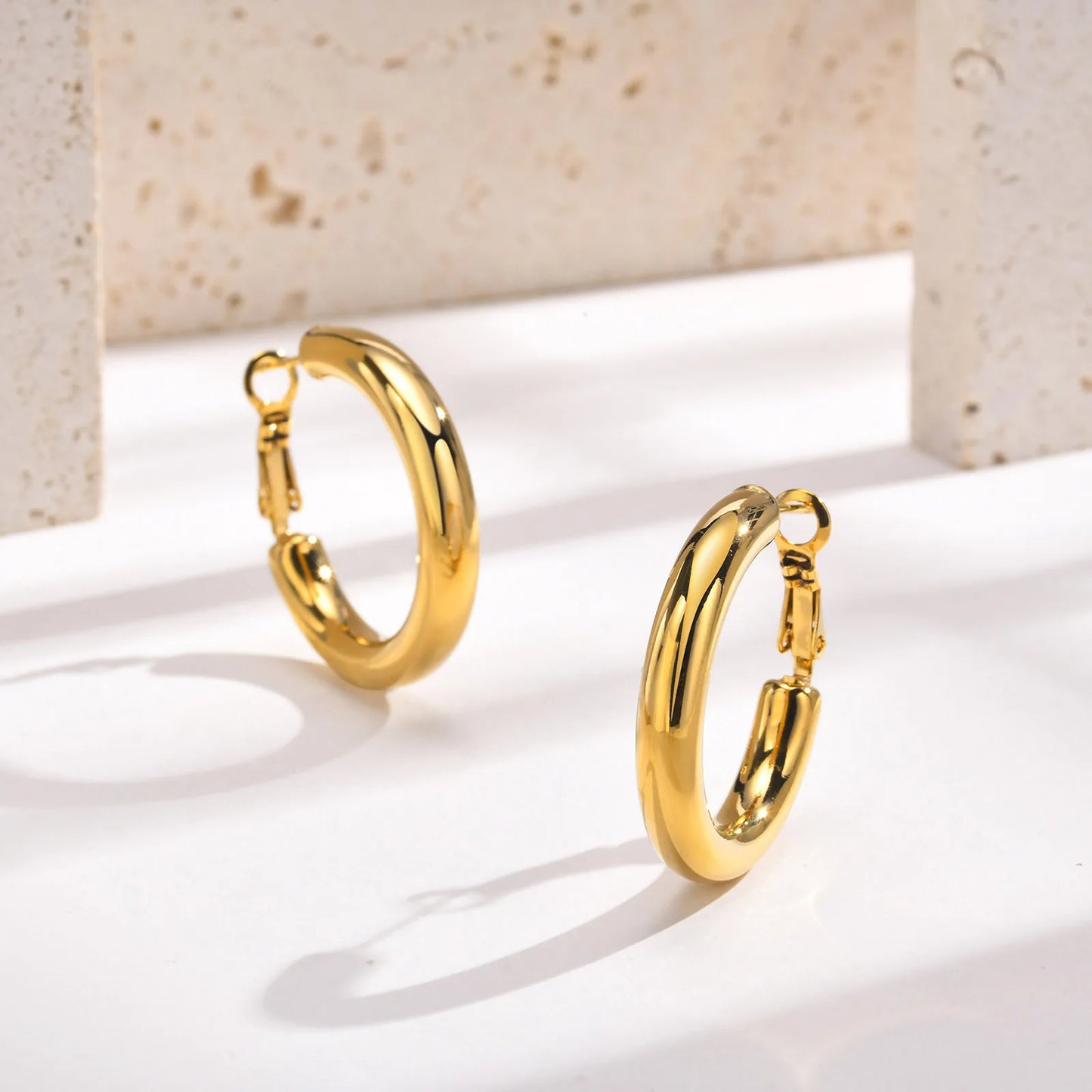 30/40/50Mm Circle Hoop Earrings for Women, Classic Stainless Steel 18K Gold Plated Minimalist Jewelry Hypoallergenic