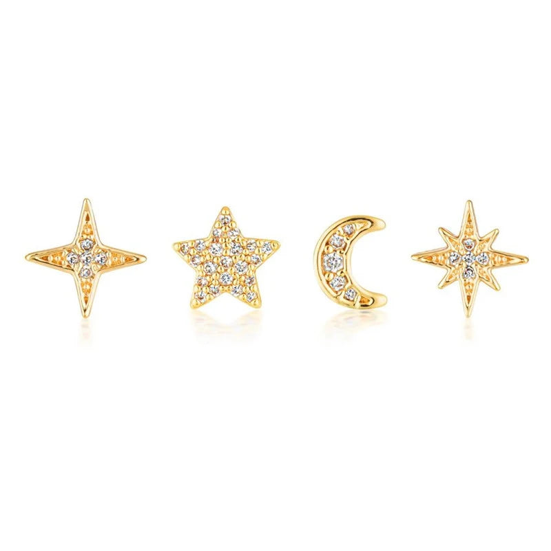 ROXI Romantic 4Pcs/Set Combination Stud Earrings for Women Fashion Earrings Jewelry Wedding Earing Piercing Brincos