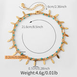 Gold Layered Leaf Charm Anklet – Retro Beach & Summer Jewelry