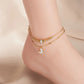 Gold Double-Layer Heart Anklet – Boho Chain Leg Jewelry