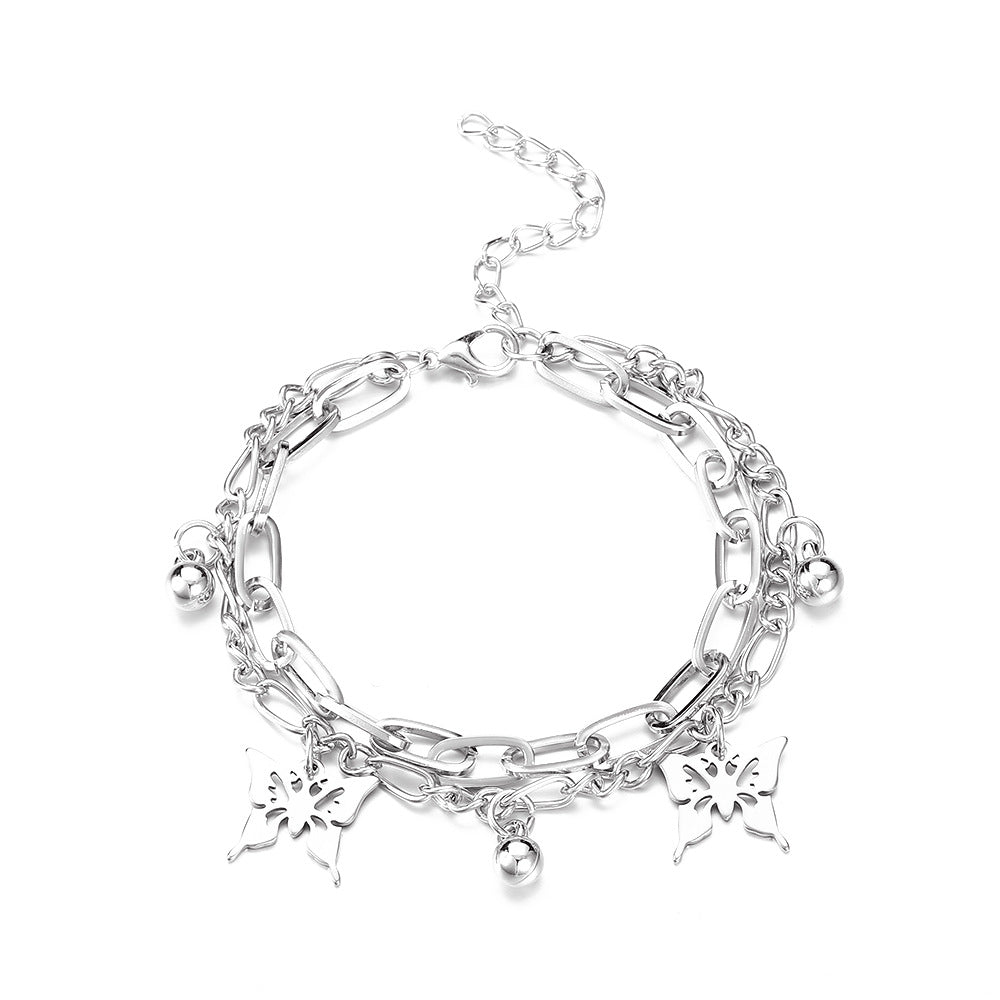 Women’s Double-Layer Butterfly Anklet – Gold Beach & Summer Jewelry