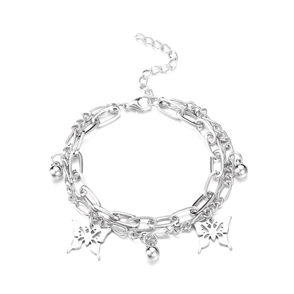 Women’s Double-Layer Butterfly Anklet – Gold Beach & Summer Jewelry