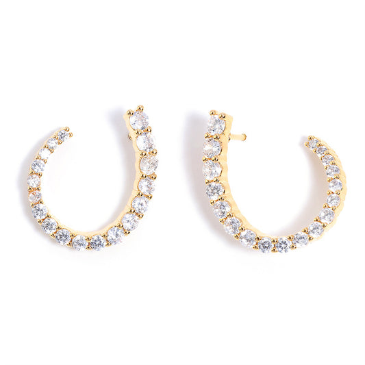 C-Shaped Rhinestone Hoop Earrings