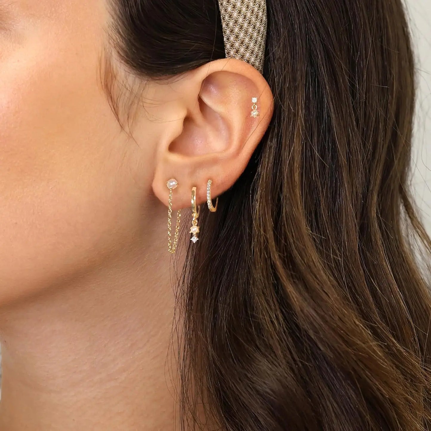 14K Gold Plated Pearl Hoop Earrings for Women Dainty Huggie Stacks, Hypoallergenic Cute Cartilage Studs, Trendy Fashion Jewelry