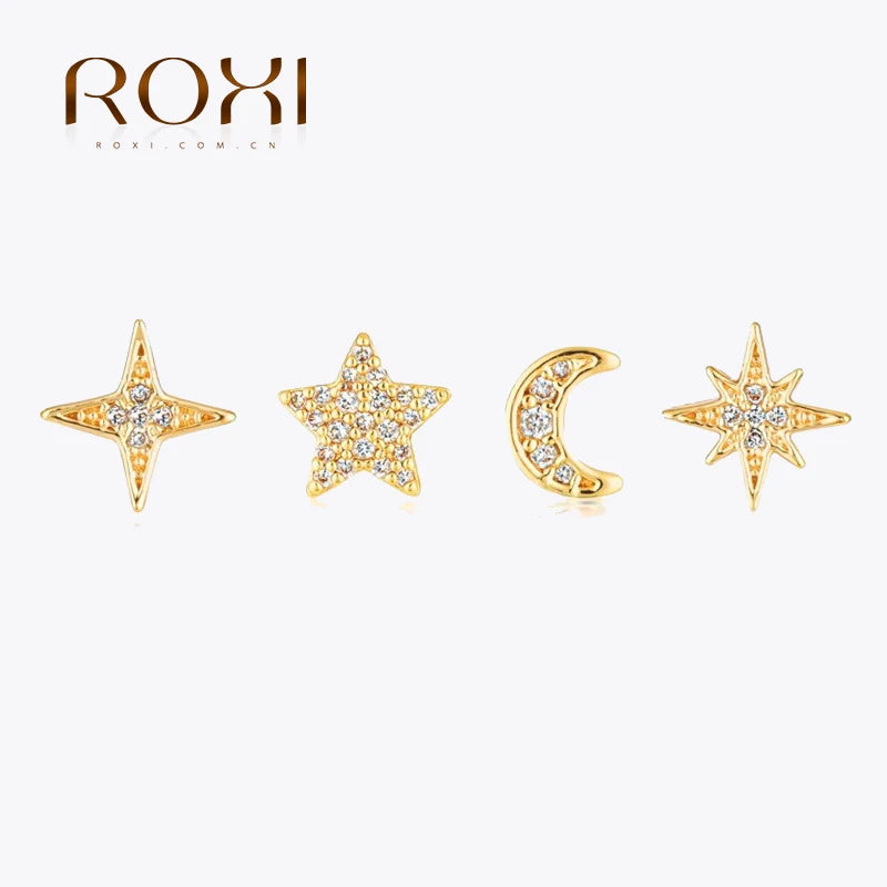 ROXI Romantic 4Pcs/Set Combination Stud Earrings for Women Fashion Earrings Jewelry Wedding Earing Piercing Brincos