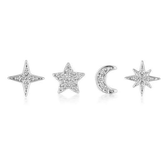 ROXI Romantic 4Pcs/Set Combination Stud Earrings for Women Fashion Earrings Jewelry Wedding Earing Piercing Brincos