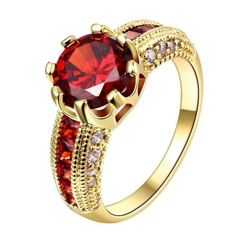 Gold Rhinestone Zircon Couple Ring for Women – Elegant Statement Jewelry