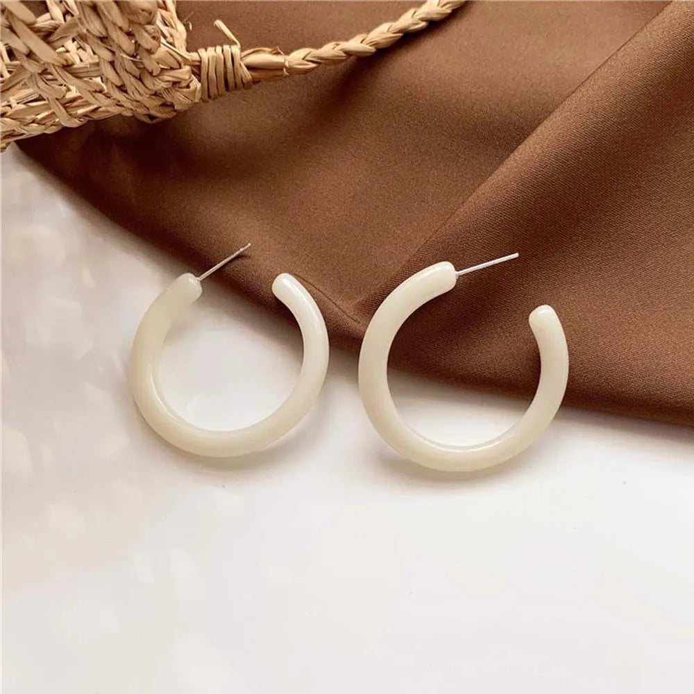 Large C-Shaped Transparent Acrylic Earrings New Design Geometric Hoop Earrings for Women Girls Jewelry Gifts