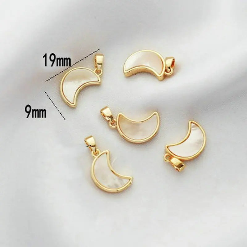 9X19Mm 14K Gold Color Plated Sheel Moon Shape Connect Charms Pendants Jewelry Making Supplies Diy Accessories